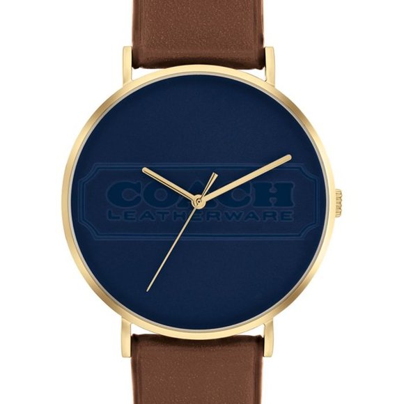 Coach Charles Saddle Leather Strap Watch 41mm - Picture 1 of 4